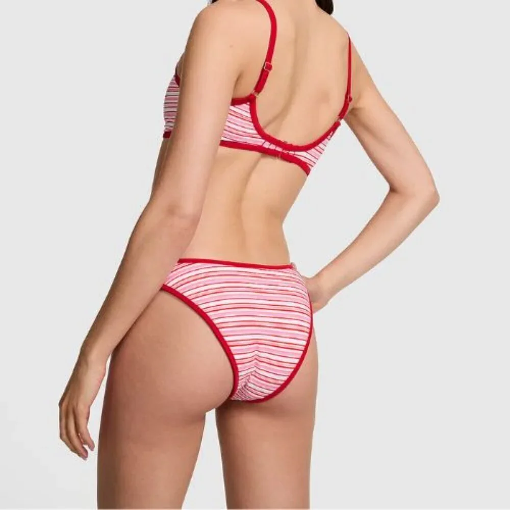 New! Frankie's Bikinis x PINK Golden Hour Rib Cheeky Bottom Large 51665